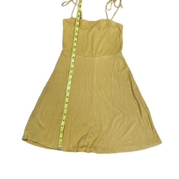 Forever 21 Yellow Tie Shoulder Ribbed Sundress, Size Small - Picture 2 of 4